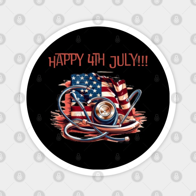 Happy 4th of july, stethoscope Magnet by Pattyld